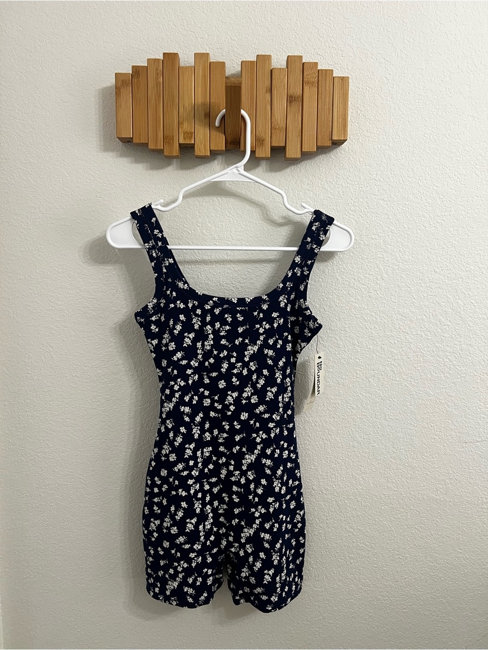 No Boundaries Navy and White Floral One-Piece Romper
